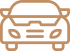 Simple brown outline of a modern car viewed from the front on a transparent background.
