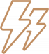 Two overlapping brown lightning bolt outlines on a transparent background.